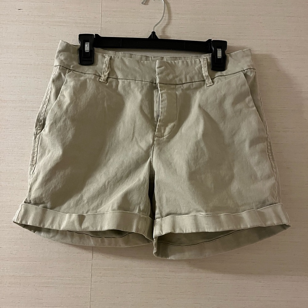 Oat New York tan khaki Cotton Cuff Hem Shorts 6/28